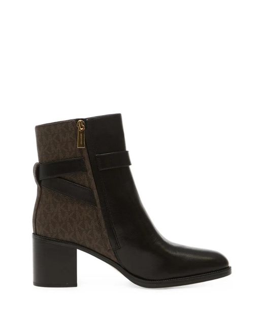 Michael Kors Black Logo-Plaque Buckle-Fastening Ankle Boots
