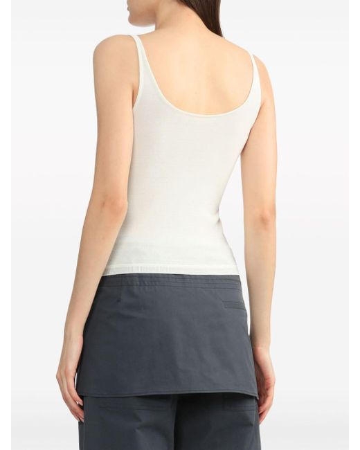 Low Classic White Logo-perforated Tank Top
