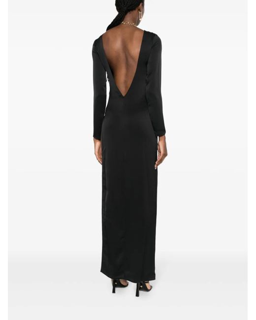 Maison Close Black Satin V-Back Maxi Dress
