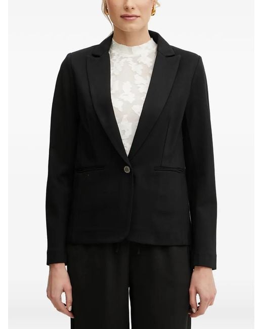 Morgan Black Button-Cuff Single-Breasted Blazer