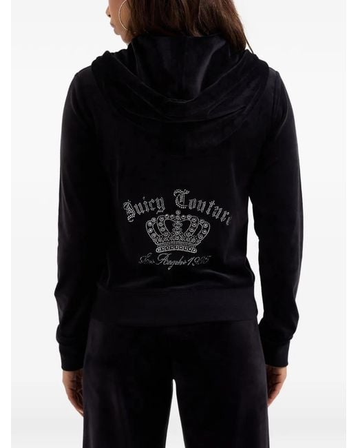 Juicy Couture Black Diamanté Crown Velour Track Pants