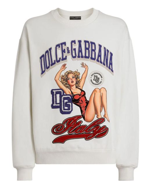 Dolce & Gabbana White Sweatshirt With Patch for men