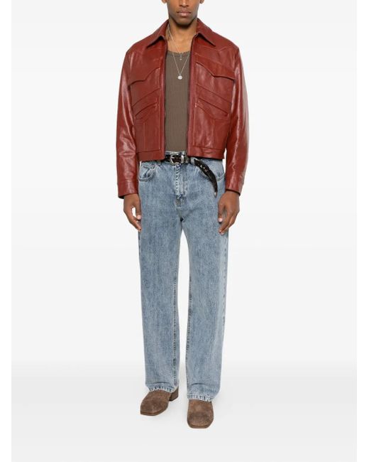 Second/Layer Red Leota Leather Jacket for men