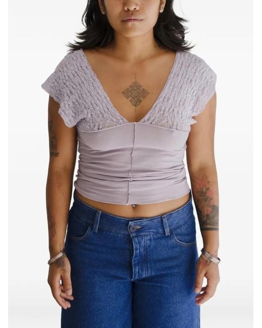 Baserange Blue Nehru V-Neck Top