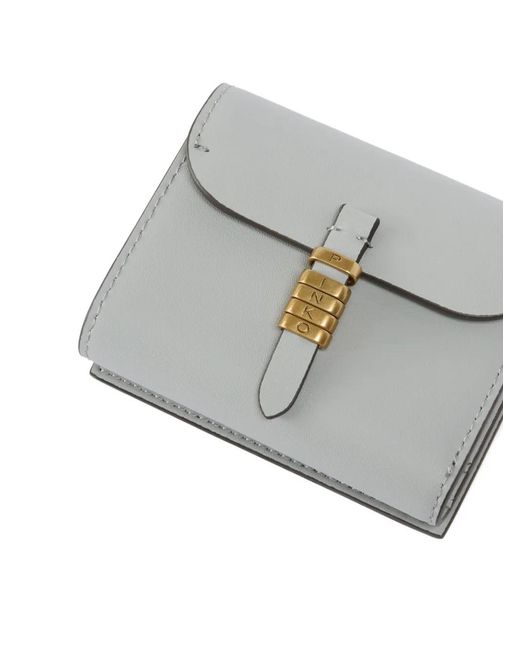 Pinko Gray Leather Wallet With Lettering