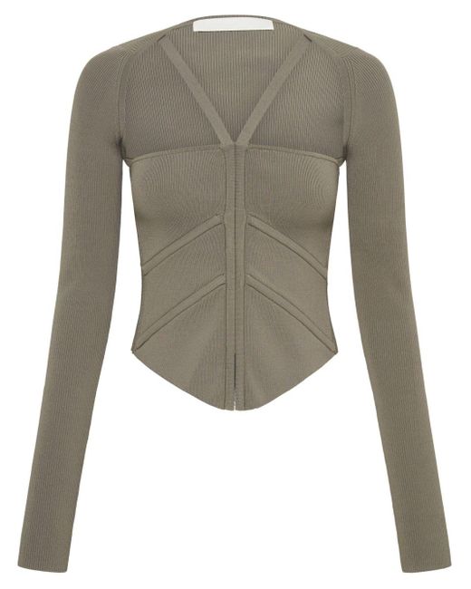 Dion Lee Gray Square-neck Corset-style Top