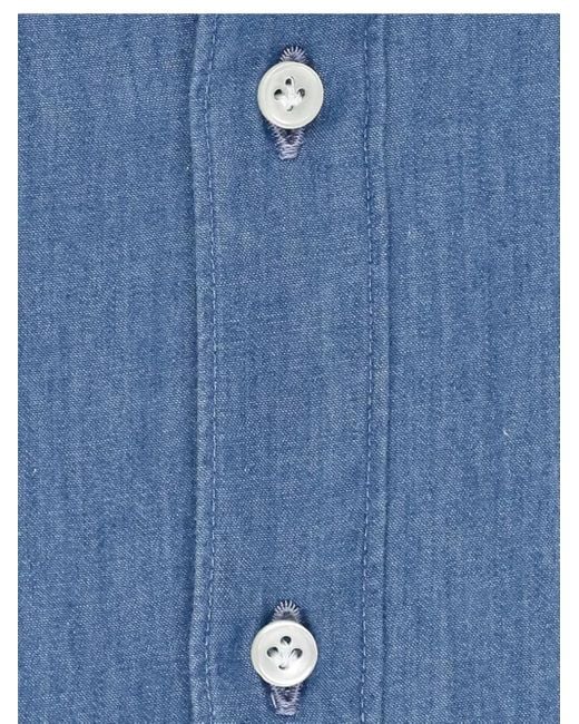 Fay Blue Button-Fastening Shirt for men