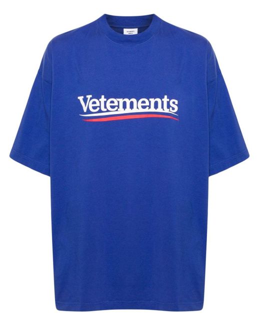 Vetements Blue T-Shirt mit Logo-Print