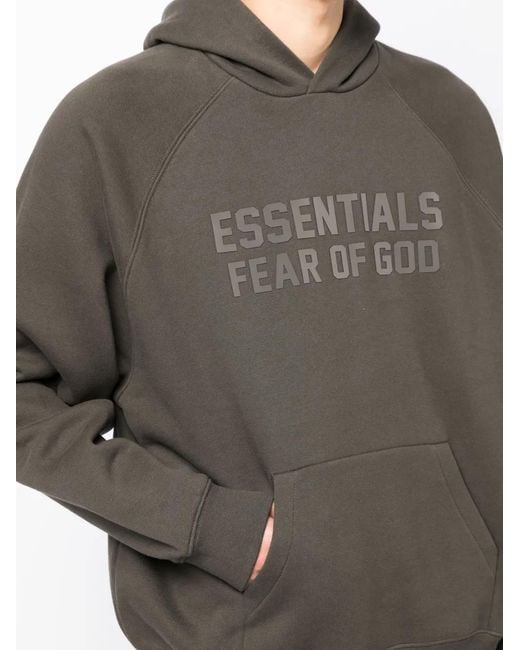 Fear Of God Gray Essentials Logo-Print Hoodie for men