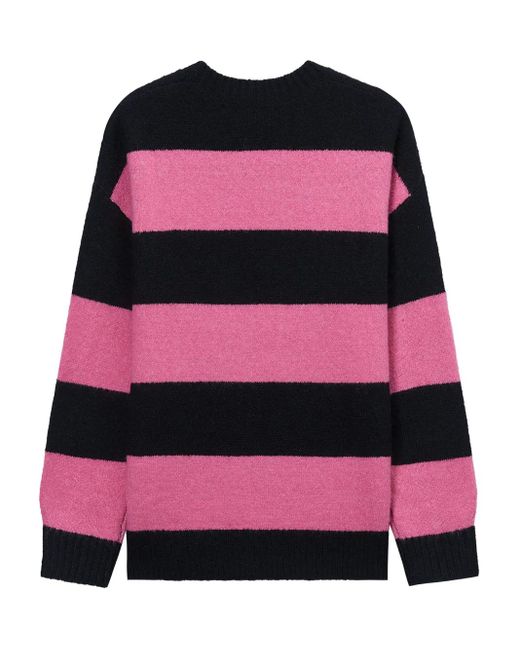 Mini Cream Pink Striped Graphic-Design Sweater
