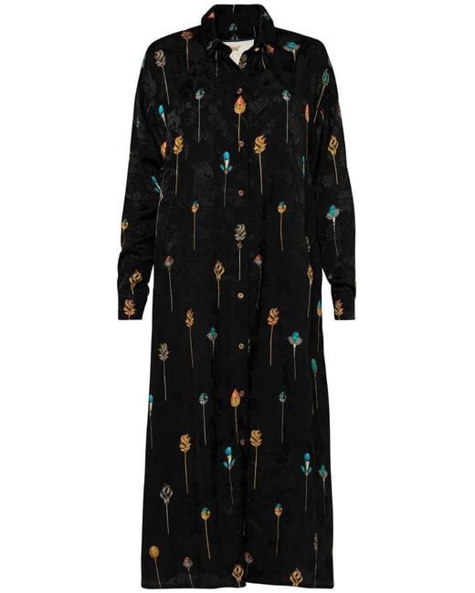 Agua Bendita Black Frida Ornamento Maxi Shirt Dress