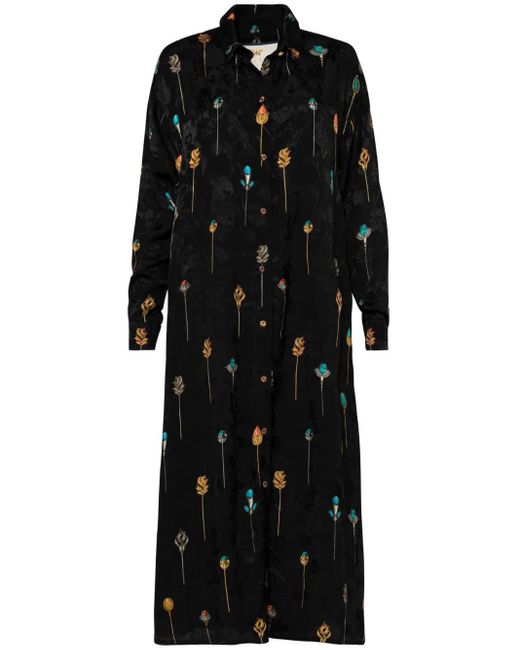 Agua Bendita Black Frida Ornamento Maxi Shirt Dress