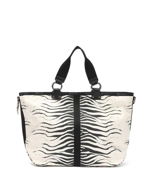 Roberto Cavalli White X Lesportsac Roma Zebra-Print Tote Bag