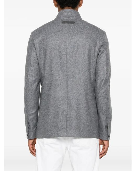 Zegna Gray Button Pockets Jacket for men