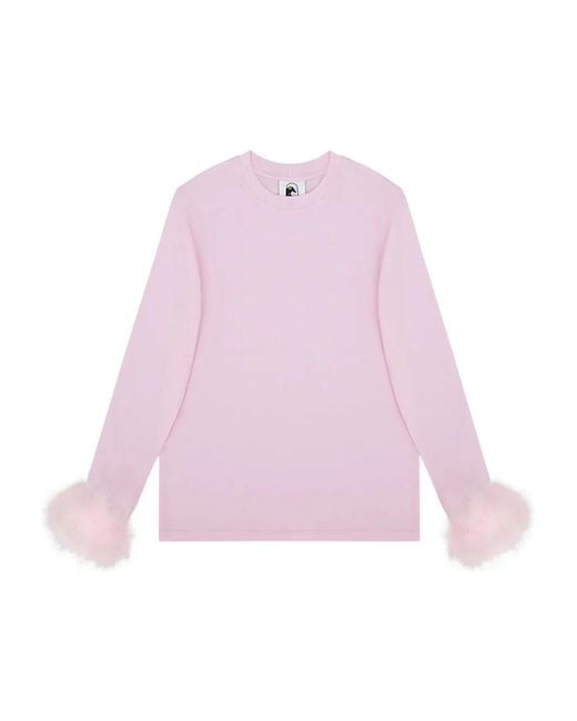 Sleeper Pink Feather-Cuffs Jersey T-Shirt