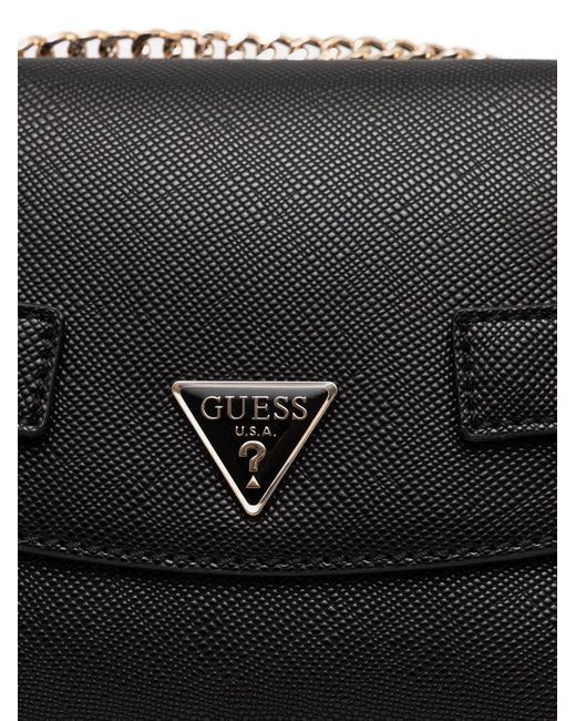 Guess Black Serenova Chain Strap Flap Cross Body Bag