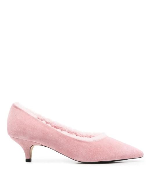 Age of Innocence Pink Juliette Shearling Low-Heel Pumps
