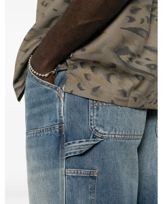 Carhartt Blue Og Oversized Loose Fit Double Knee Short Long Denim Short for men
