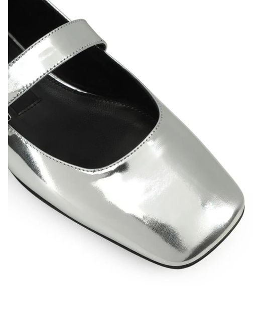 Sergio Rossi White Sr Twenty Metallic-Finish Ballerina Shoes