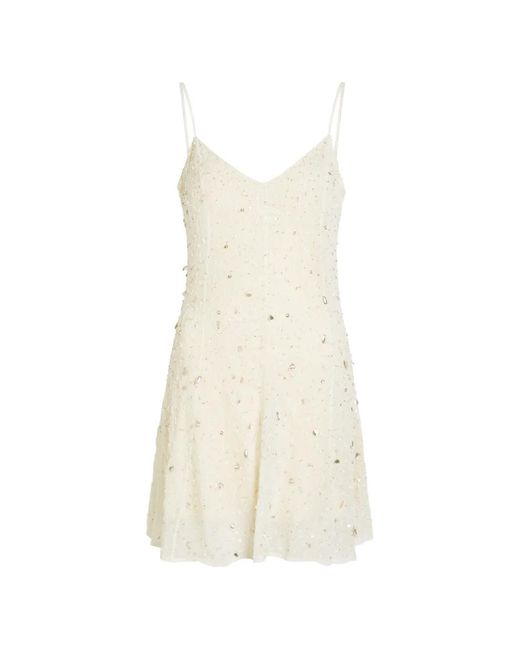 Staud White Emily Embellished Mesh Mini Dress