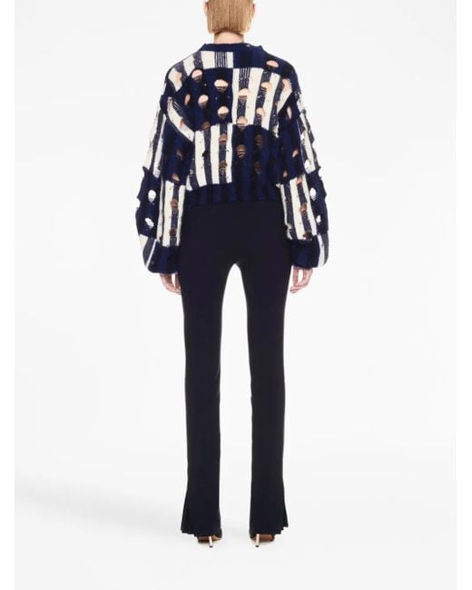 Off-White c/o Virgil Abloh Blue Black And White Mohair And Wool Blend Shibori Sweater
