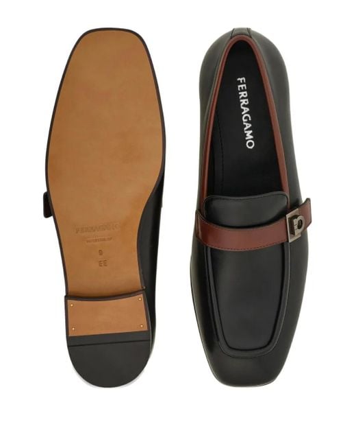 Ferragamo Black Gancini Hug-Buckle Loafers for men