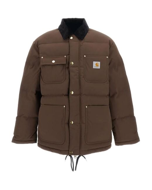 Carhartt Brown Rayler Flap-Pocket Logo Puffer Jacket for men