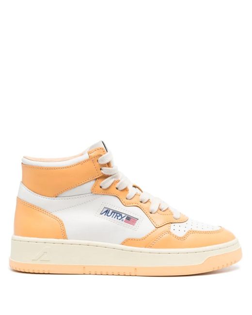 Autry Pink Medalist Mid Leather Sneakers