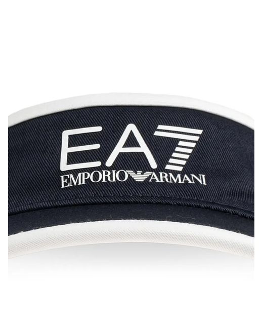 EA7 Blue Logo-Print Touch-Strap Visor