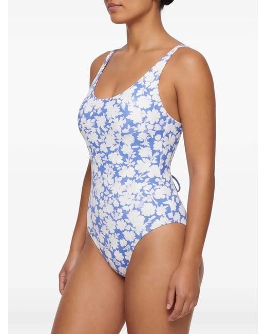 MICHAEL Michael Kors Blue Floral-Print Drawstring Swimsuit