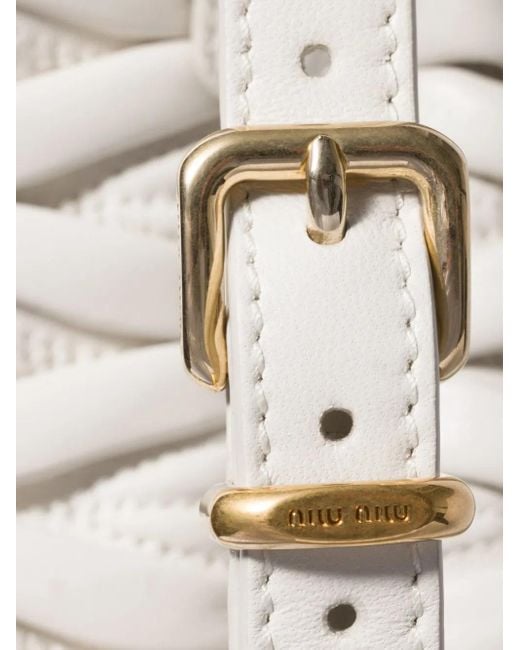 Miu Miu White Mini Wander Matelassé Tote Bag