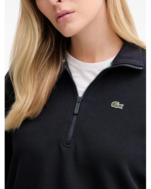 Lacoste Blue Zip-Up High-Neck Sweater