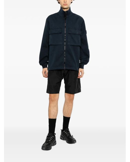 Stone Island Blue Logo-Patch Jacket for men