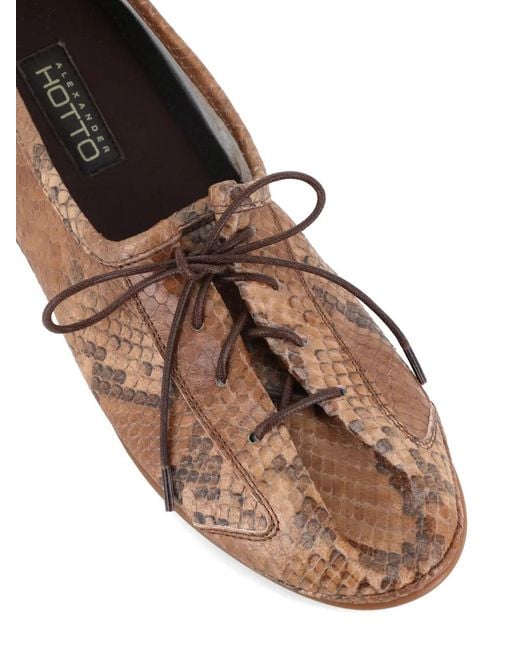 Alexander Hotto Brown Snakeskin-Print Slippers