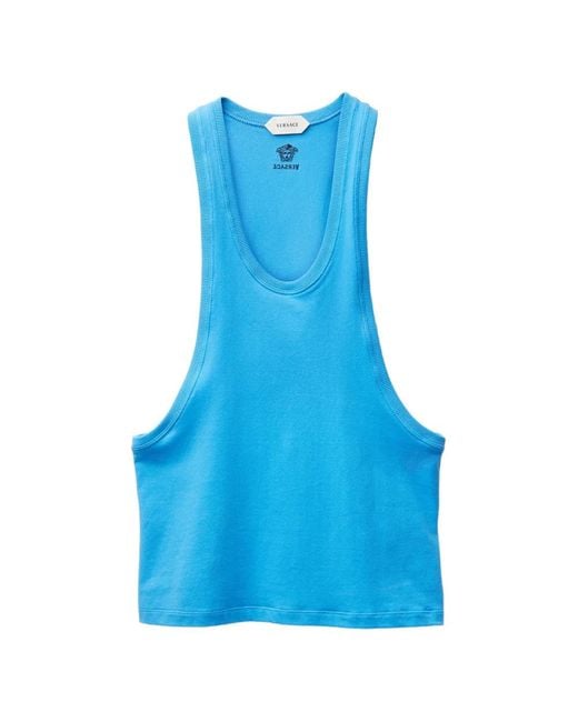 Versace Blue Cotton-Jersey Tank Top for men