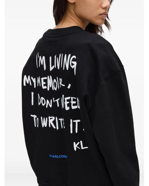 Felpa Con Stampa Logo di Karl Lagerfeld in Black