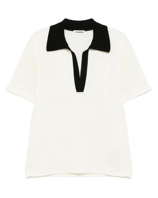 Jil Sander White Knitted Polo Shirt for men