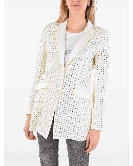 Philipp Plein White Crystal-Embellished Blazer