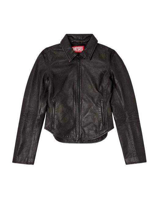 DIESEL Black 'L-Egrad' Leather Jacket