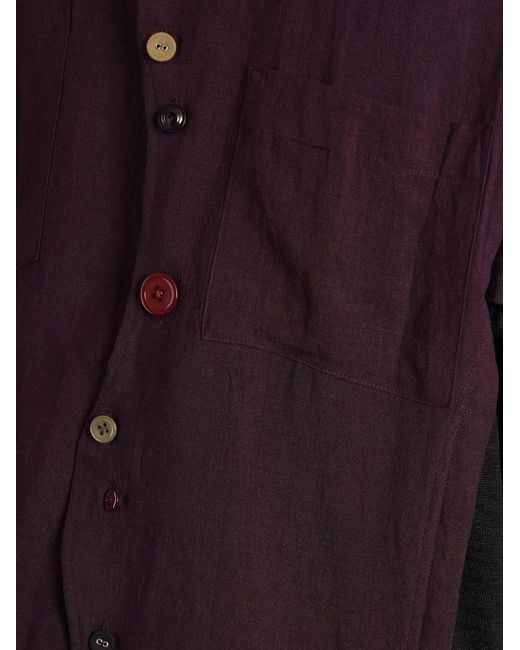 Undercover Purple Chemise À Boutons Dépareillés Et Empiècements for men