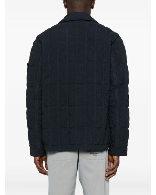 Stone Island Blue Quilted Panelled Jacket for men
