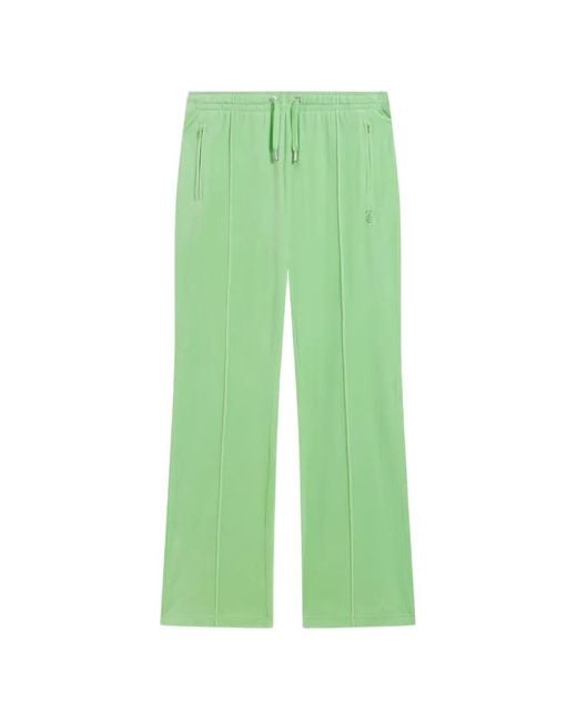 Juicy Couture Green Velour Diamanté-Embellished Track Pants