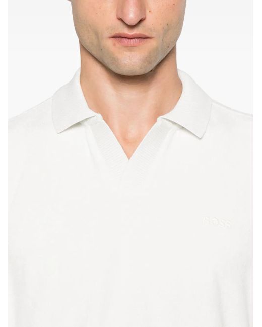 Boss White Short-Sleeve Polo Shirt for men