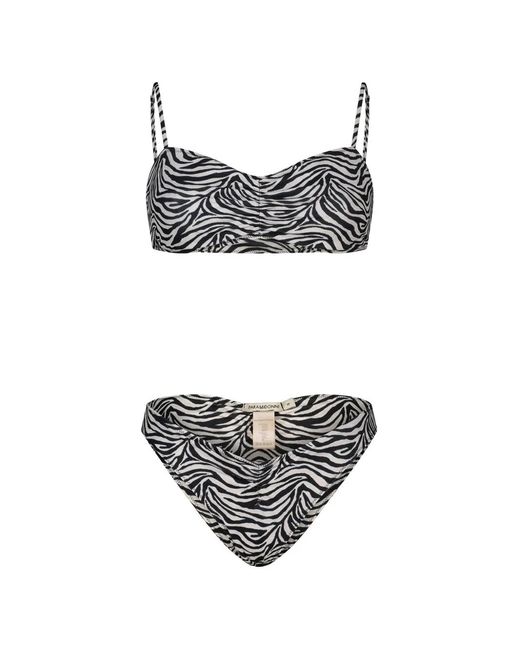 Paramidonna Gray Chica Zebra Print Two Piece Swimsuit