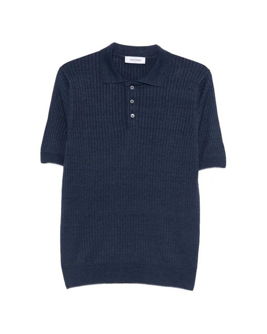 Gran Sasso Blue Buttoned Ribbed Knitwear for men