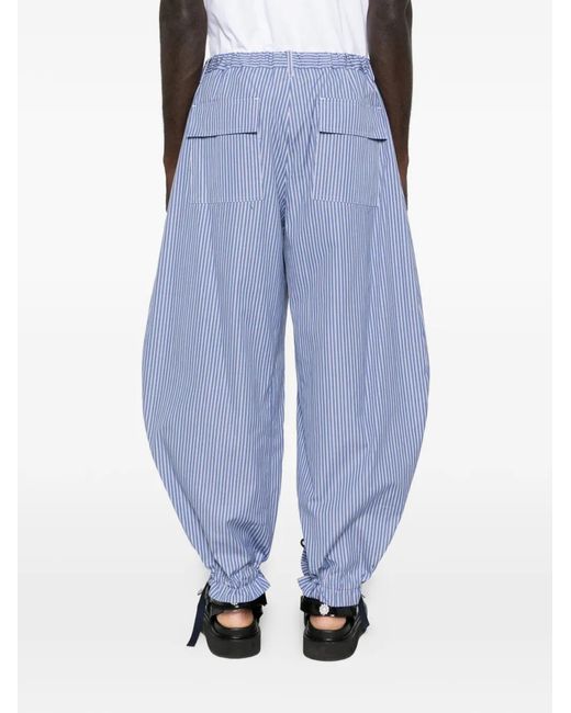 Sacai Blue Striped Drawstring Trousers for men