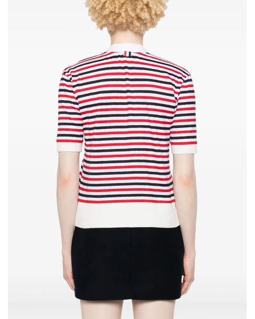 Thom Browne ストライプ リネンカーディガン Red