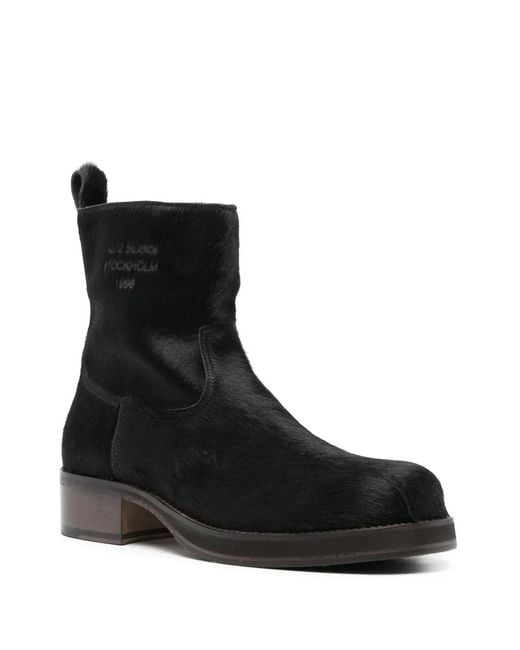 Acne Black 40Mm Fur Ankle Boots for men