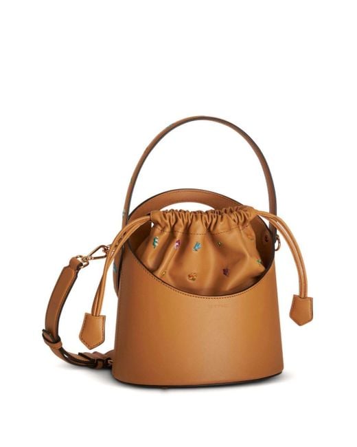 Etro Brown Medium Saturno Leather Bucket Bag