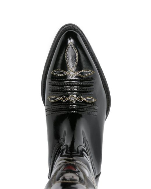 Stitched leather Western boots di DSquared² in Black da Uomo